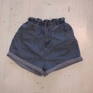 Paper Bag Denim Shorts